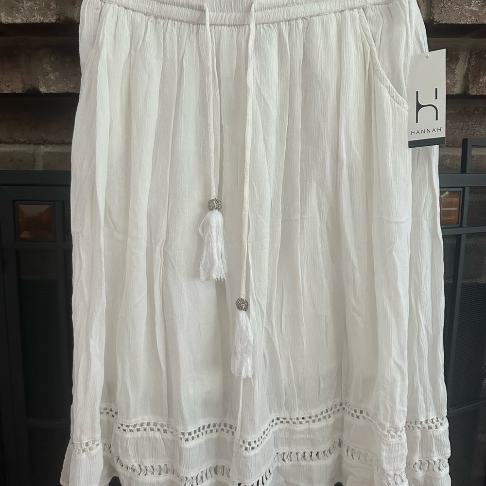 Hannah Elegant White A-Line Skirt